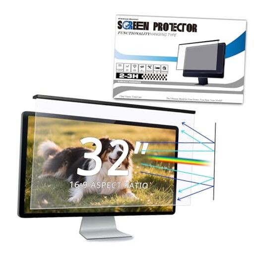 Blue Light Blocking Screen Protector for 32" 16:9 Computer Monitors, Removable