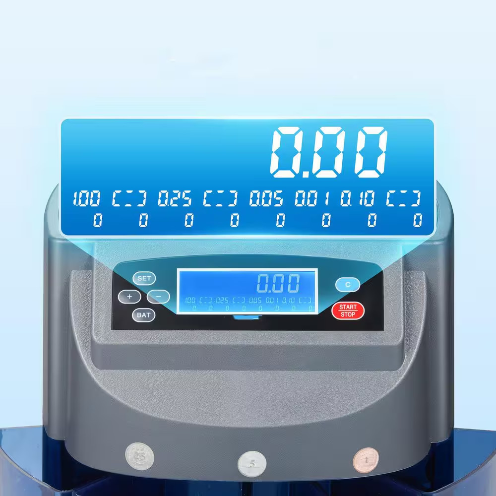 High Efficiency Coin Counter Sorter Wrapper Machine LCD Display 500 Coin Capacit