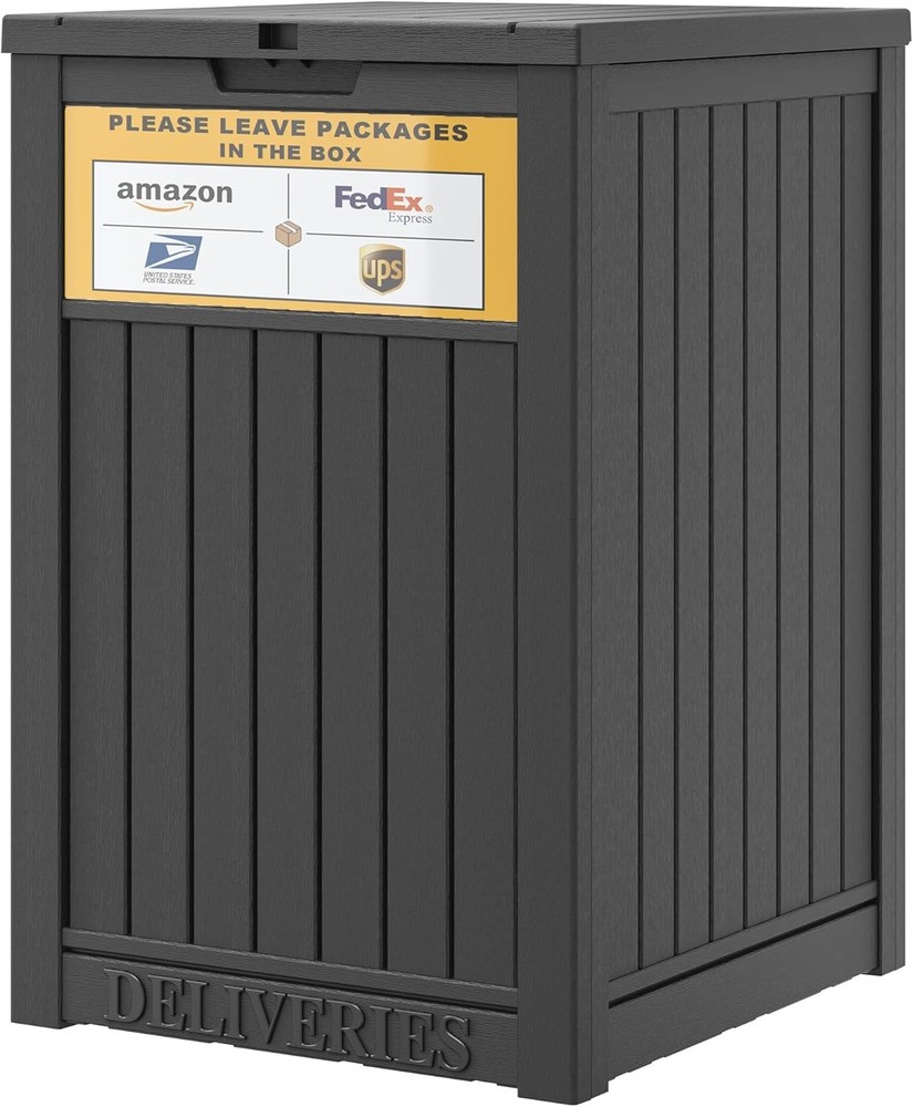 Package Delivery Box Outside W/ Sign 48 Gallon Storage W/ Lockable Secure Large