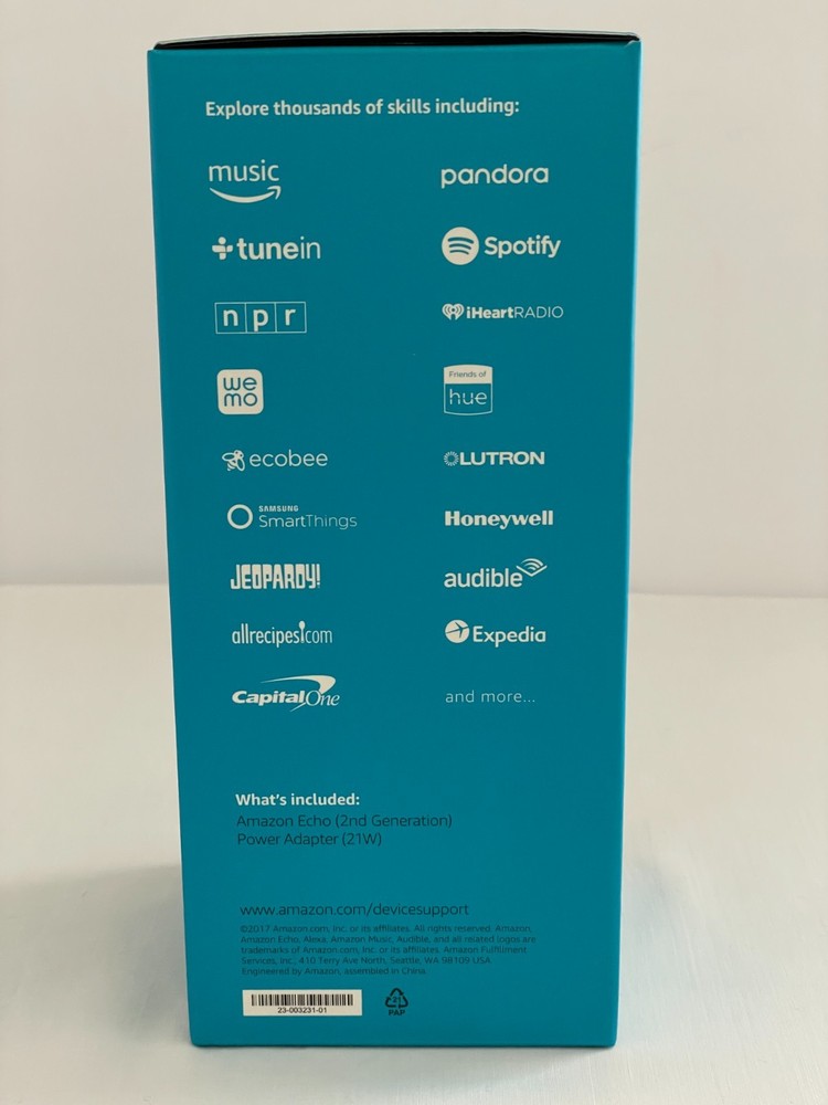 Amazon Echo 2nd generation Smart Assistant Speaker sealed box