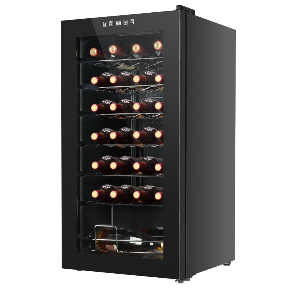 28 Bottle Wine Cooler Fridge Beverage Chiller with Temperature Control