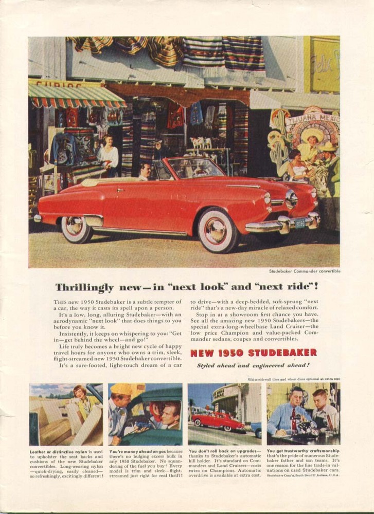 Studebaker Commander convertible ad 1950