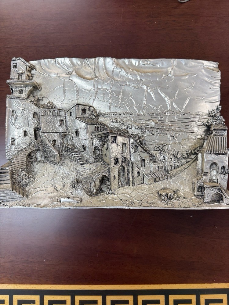 Italian bas-relief silver leaf Plaque