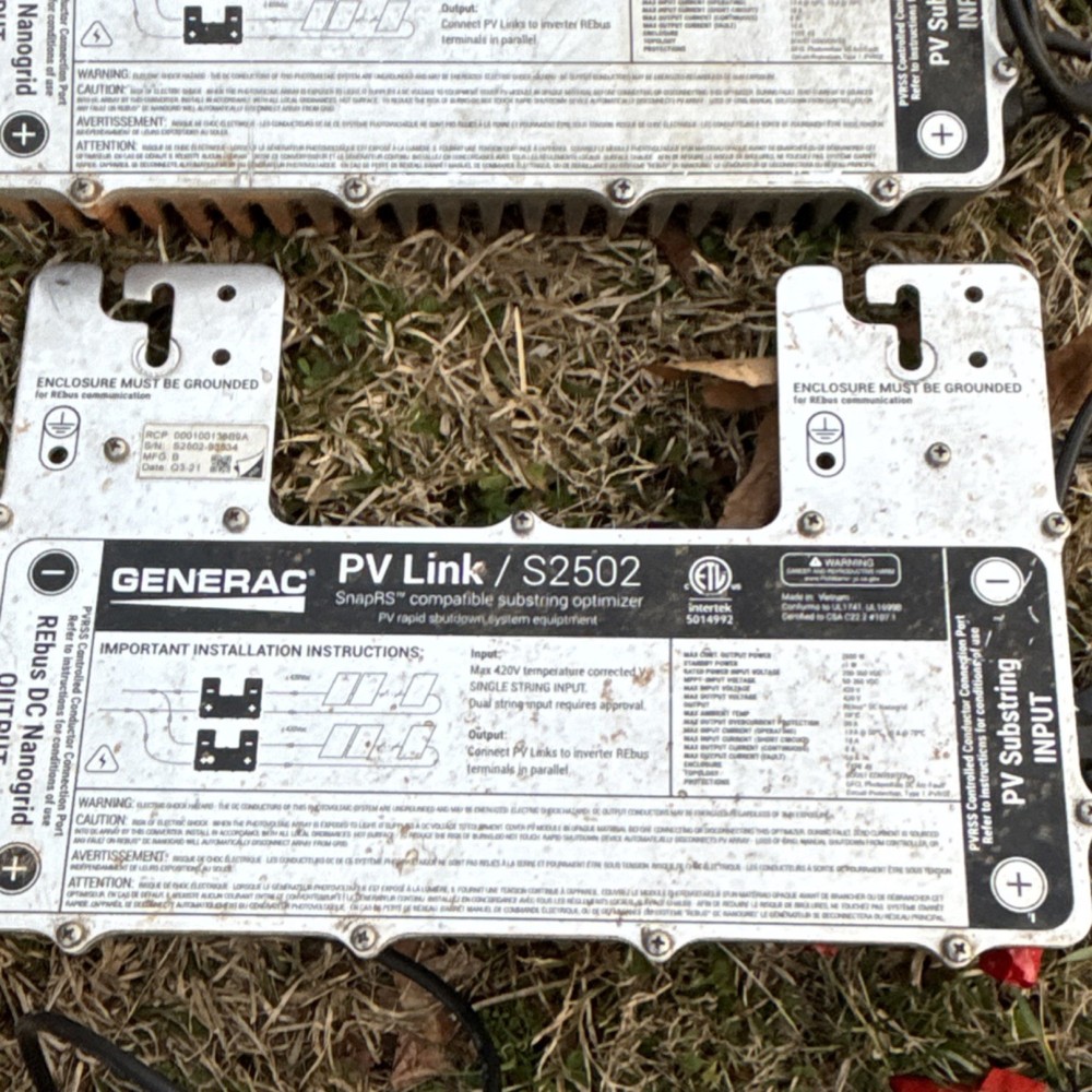 Generac PV Link S2502 SnapRS PV Rapid Shutdown Solar Optimizer 420V