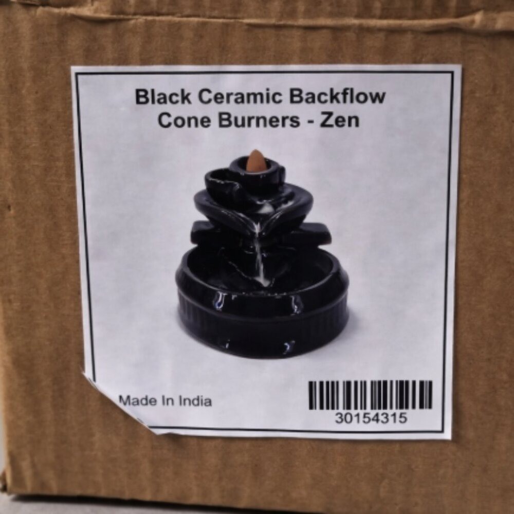 Black Ceramic Backflow Cone Burner (Zen Design) New in Box