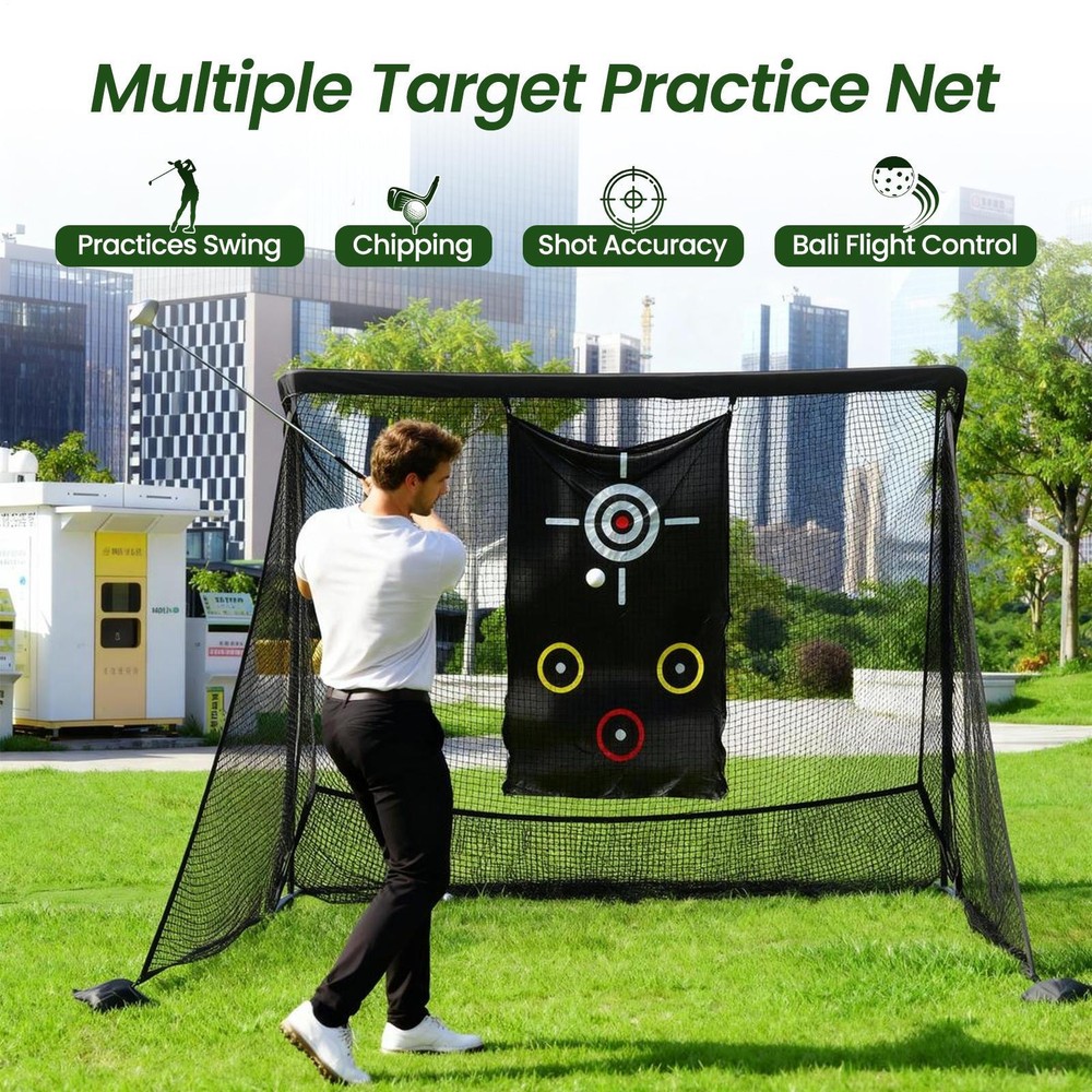 10x7ft Golf Practice Net w/ Target Cloth Driving Golf Hitting Training Net
