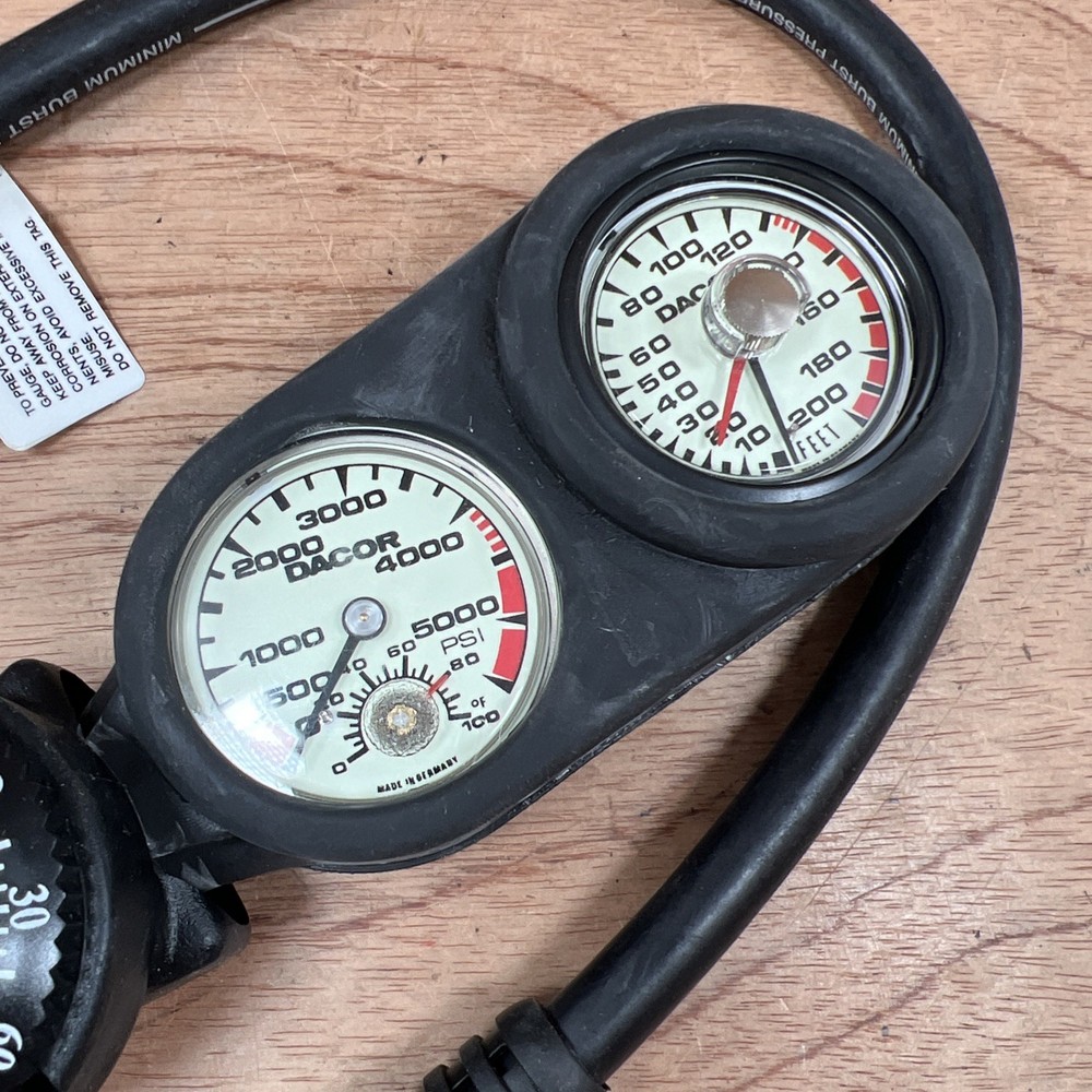 Dacor Console Gauge Analog - Depth 200 FT - 5000 PSI Compass