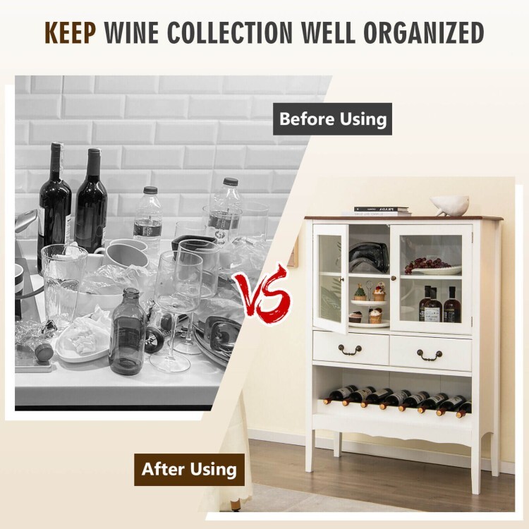 Sideboard Buffet Storage Cabinet Cupboard Kitchen With 3 Level Adjustable Shelf