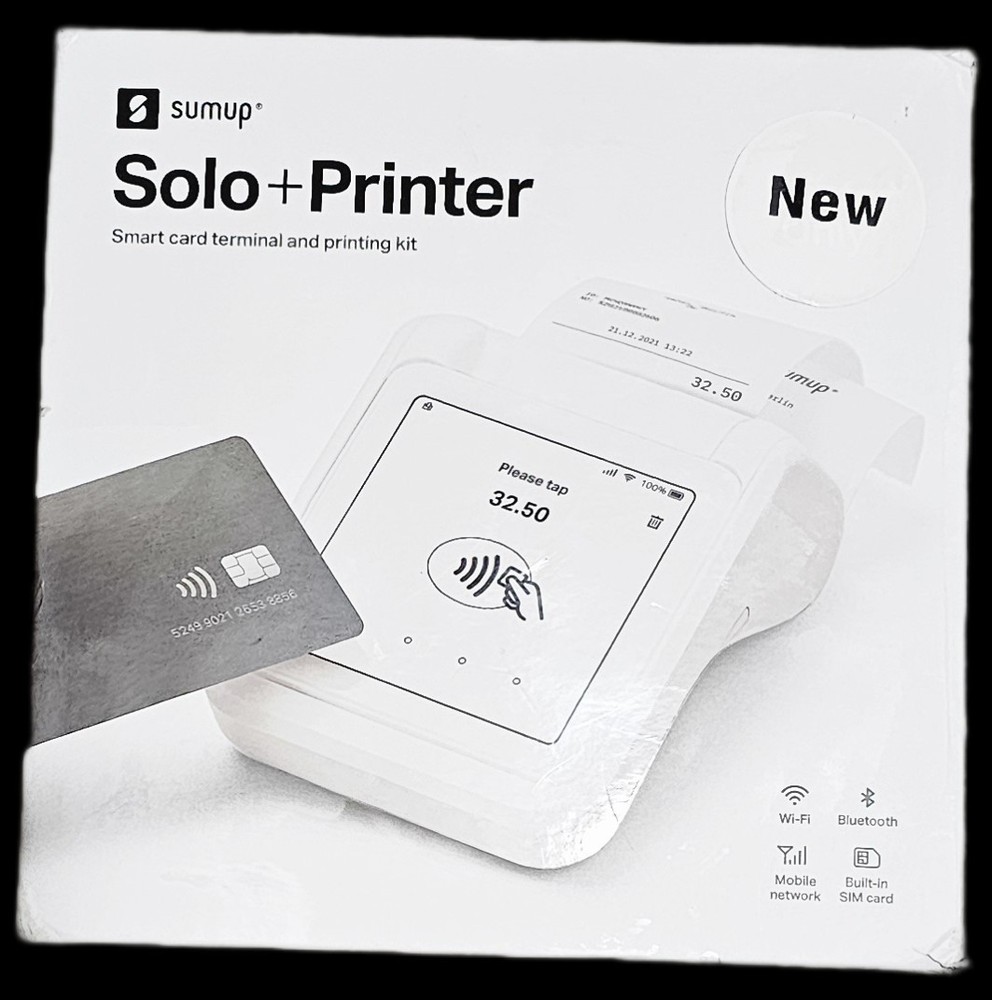 SumUp Solo + Printer Bundle - Credit Card Payment Card Reader. Full Touch-Screen