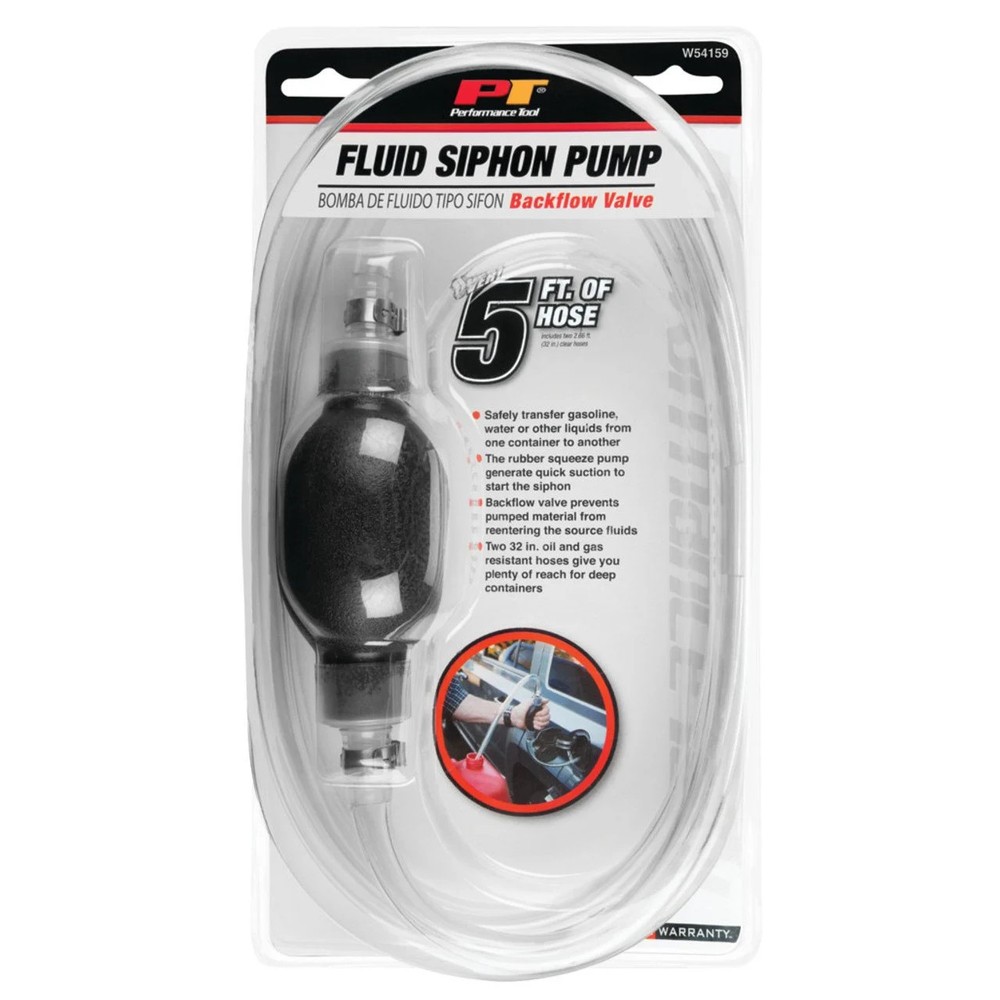 Performance Tool Siphon Hose w Back Flow Valve