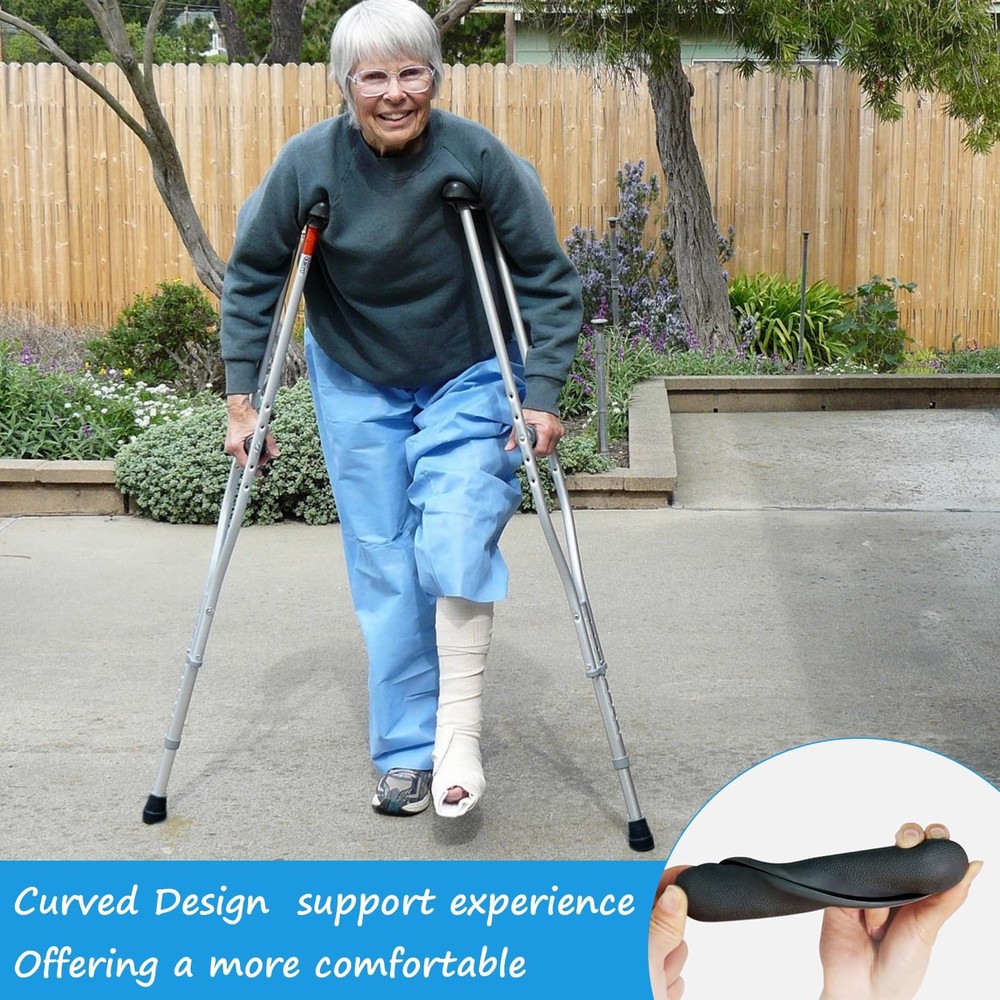 Replacement Crutch Pads, 6 Pcs Accessory large, Black