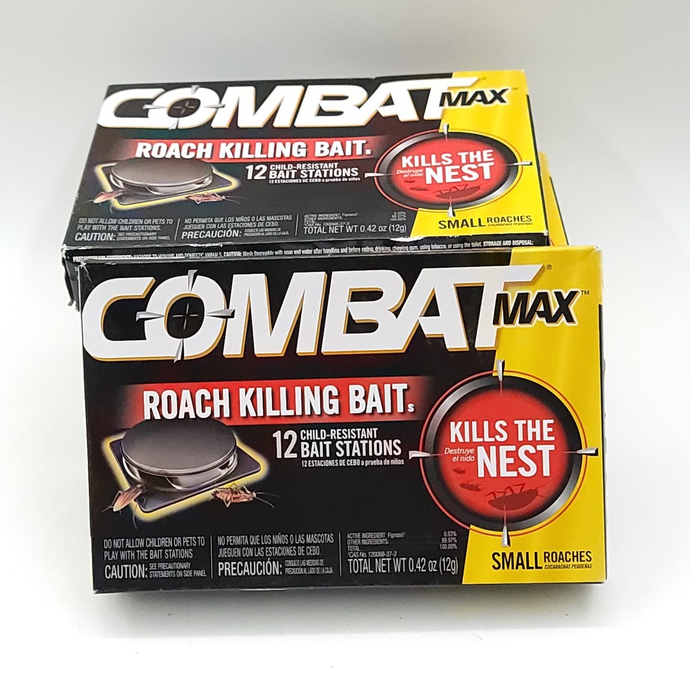 x4 Combat Max Small Roach Bait Traps 12 Stations ea (PACK OF 4 = 48 TOTAL)