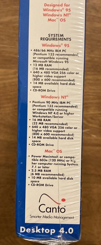 Canto Cumulus Media Management System Software Desktop 4.0 Windows 95 NT Mac A8