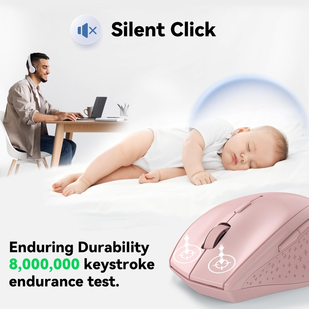 Wireless Mouse 2.4G USB Computer Mouse with 6-Level Adjustable 4800 DPI 30 Mo...