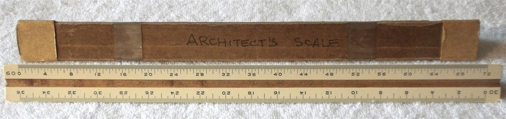 VTG ENGINE DIVIDED 360.E TRIANGULAR 3 SIDED PLASTIC WOOD RULER 12 INCHES &METRIC