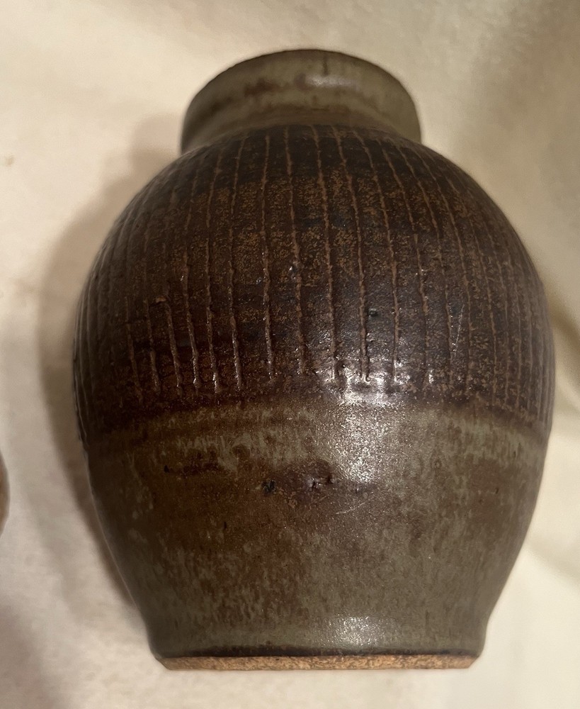Vintage Studio Pottery Jar with Lid Signed
