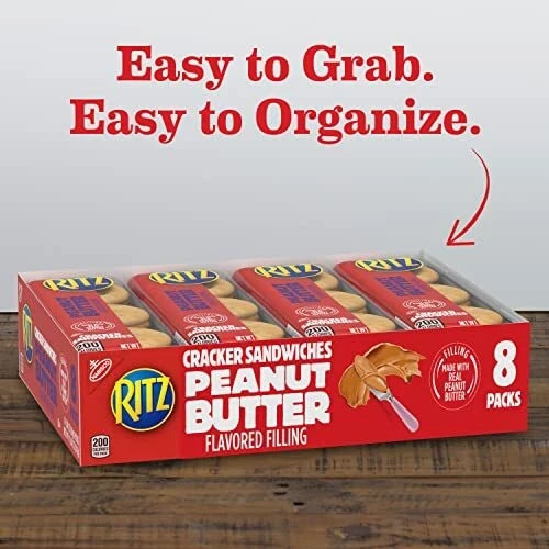RITZ Peanut Butter Sandwich Crackers, 48 Snack Packs (6 Boxes)