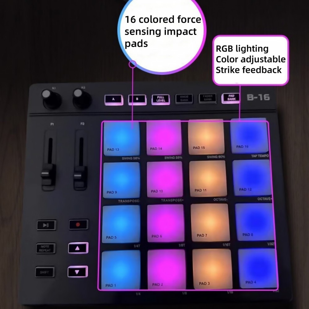 16 MIDI Pad Controller Beat Maker Machine for Finger Drumming Music Making