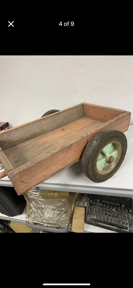 Antique small pull behind wood wagon NLH