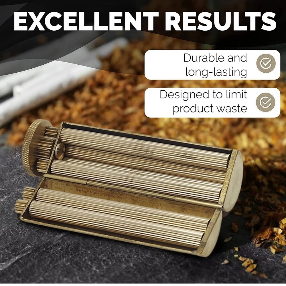 Vintage Brass Cigarette Roller Manual Cigarette Rolling Machine with Storage Bag
