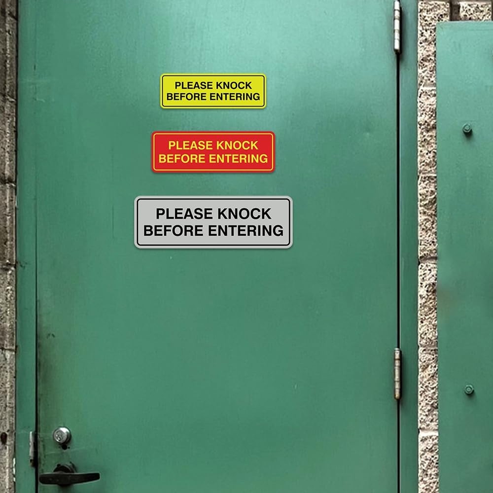 Standard Please Knock Before Entering Sign - Black - Small 1 Pack