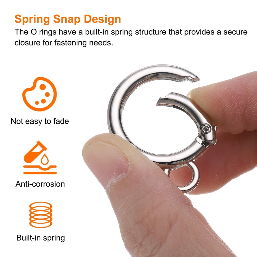 10 Pcs Trigger Spring O Rings 3/4"(19mm) ID with Fixed Eyelet, Bright Silver