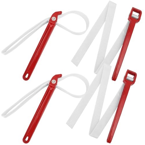 12 Inch Handle Strap Wrench with Nylon Strap, Heavy Duty Adjustable Anti 4 Pack