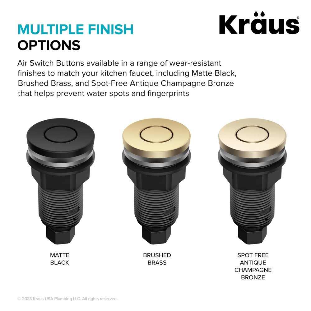 KRAUS Flat-Top Garbage Disposal Air Switch Button Matte Black KWDB-20MB