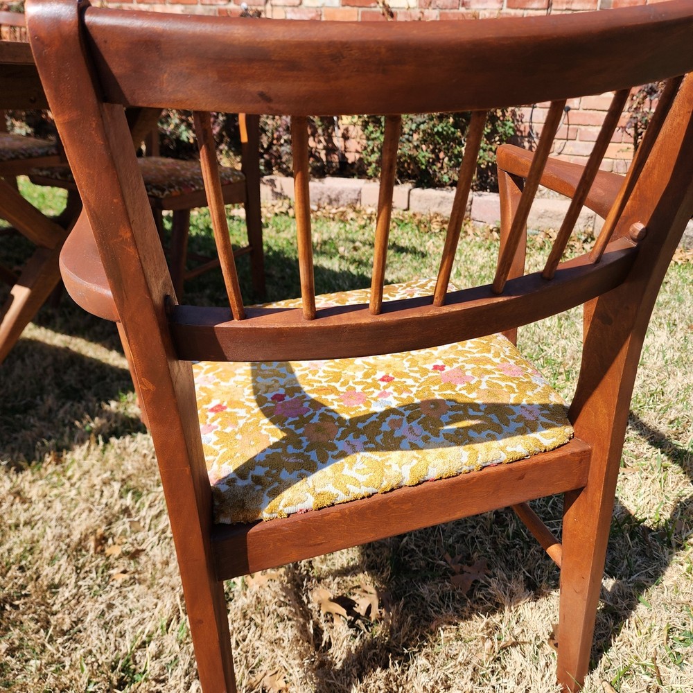 MCM Craddock Refinished Walnut Scissor Leg Table and 6 Chairs