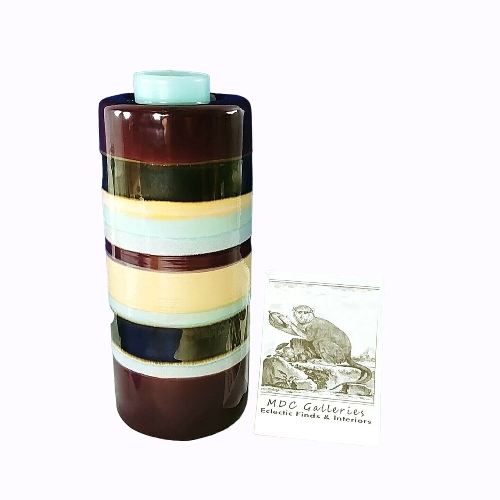 Votive Tea Light Candle Holder Ceramic Striped 7"