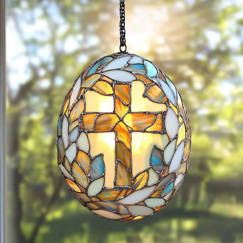 Cross Leaf Acrylic Suncatcher Easter Window Decor