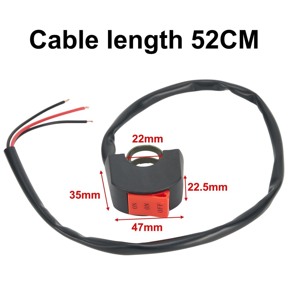 ON/OFF Switch Handlebar Switch 2-25cm/ 7/8" About 52cm/20.5" DC12V/10A