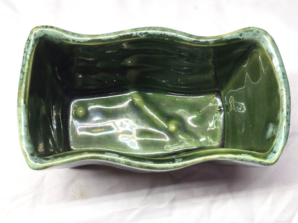 UPCO Green Drip Glaze Rectangular Planter #044 USA Vintage 6"