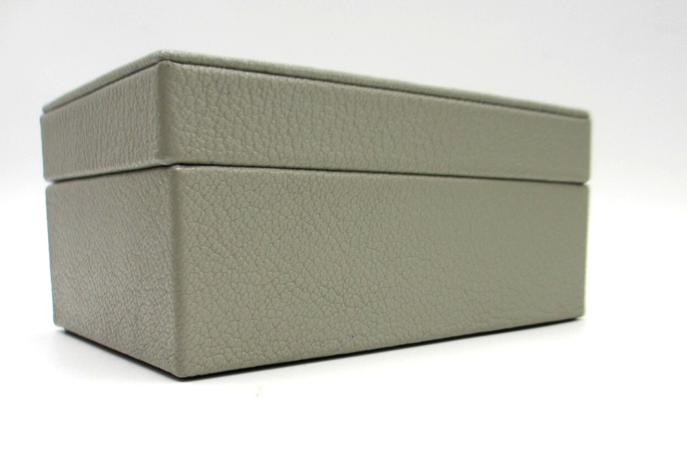 Leather Box Small Suede Lining Gray Graphic Image New