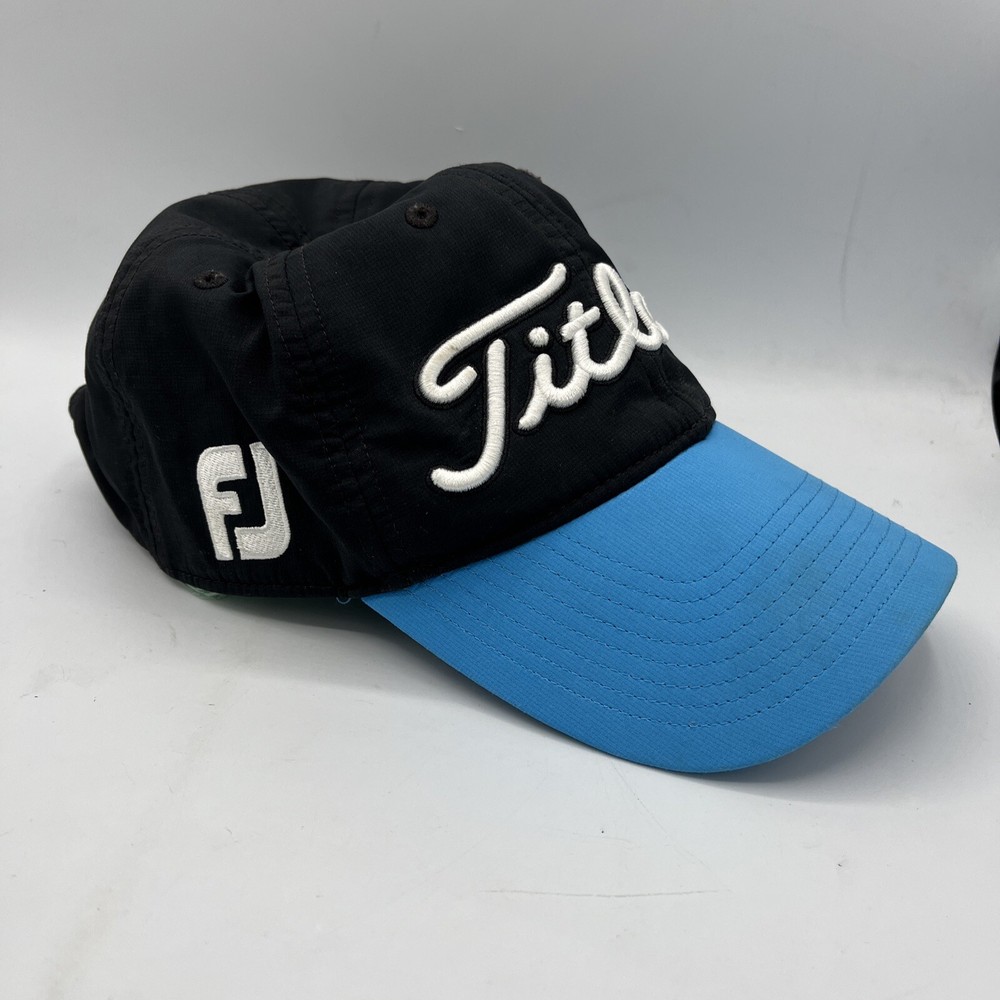 Titleist Pro V1 Footjoy Adjustable Strapback Golf Hat Black Blue