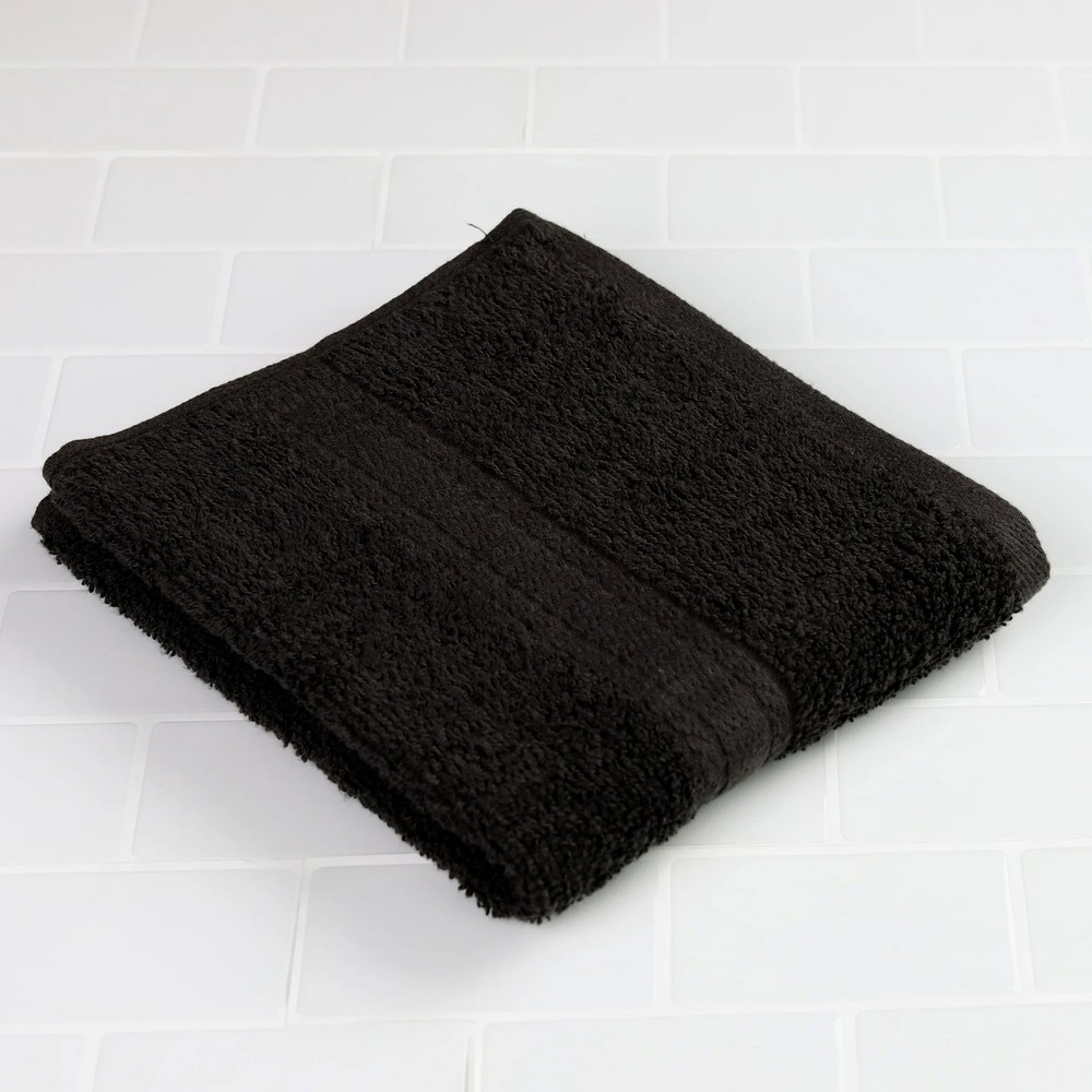 Mainstays Basic Hand Towel, Soft 100% Cotton Black