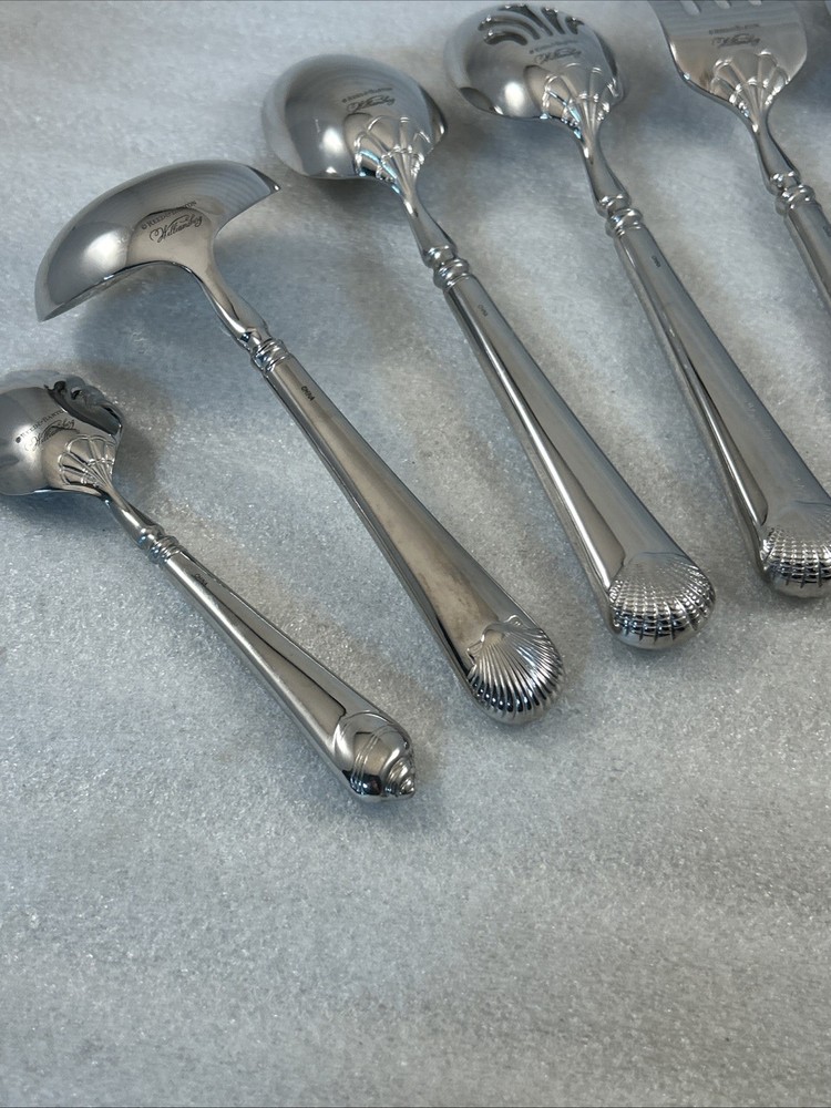 7 pc Reed & Barton Gloucester Shell Williamsburg Stainless Serving Flatware Set