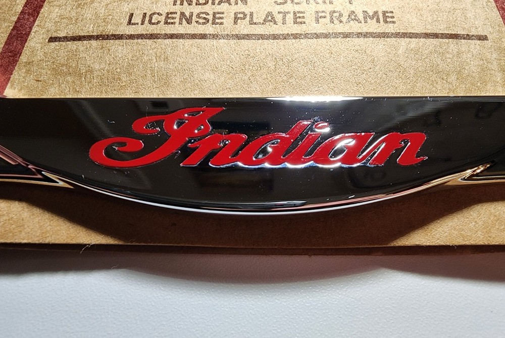 Indian Motorcycle License Plate Frame Script Decal, Sticker, Emblem