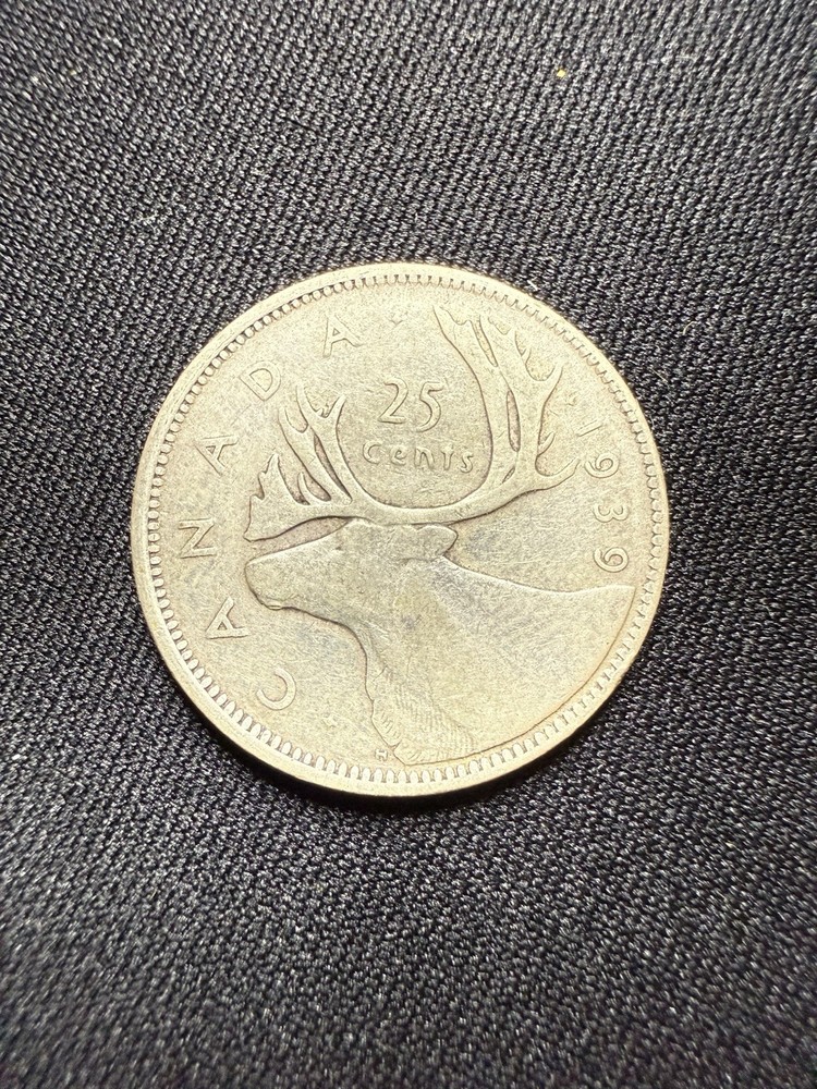 1939 Canada Silver 25 Cents Coin