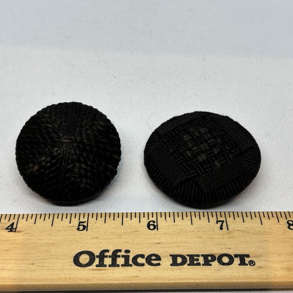 Antique Textile Button Lot Woven Mourning Button Victorian Black