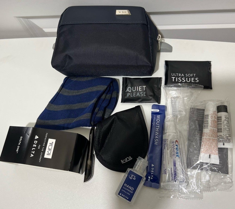 TUMI Delta First Class Amenity Kit Black Soft Case NEW