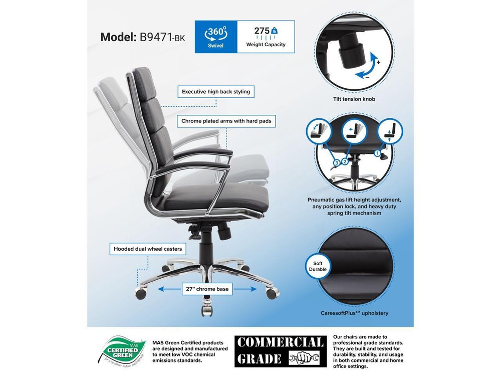 Executive Chair with Metal Chrome Finish