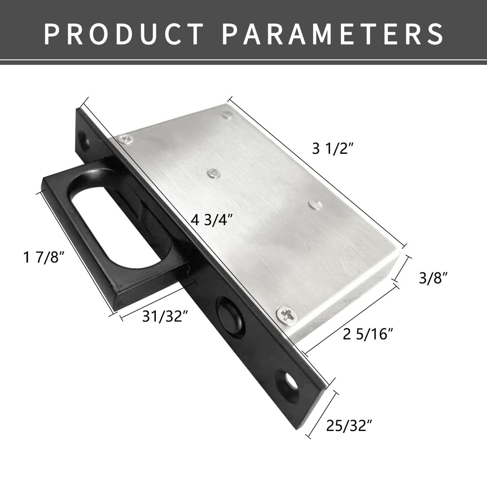 Recessed Finger Flush Pull Sliding Door Handle Edge Pull 7" Black