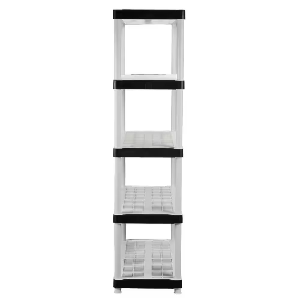 5-Tier Easy Assembly Multi-Purpose Plastic Garage Storage Shelving Unit in Gray