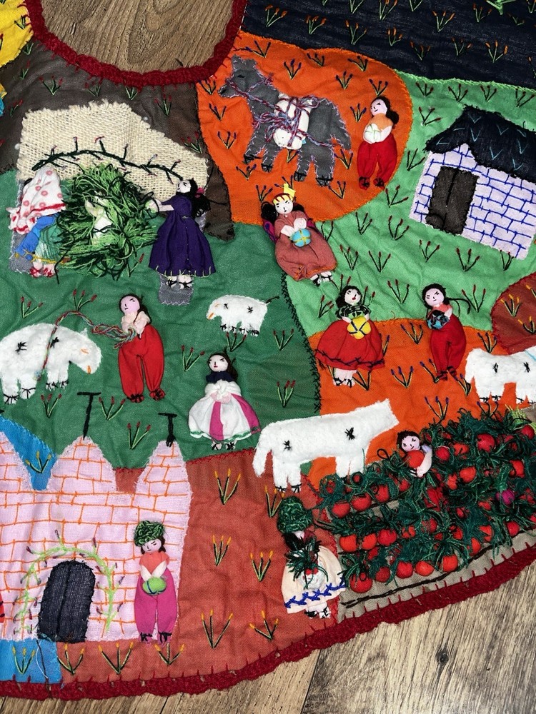 Christmas Tree Skirt - Handmade Peruvian embroidered Large 42”