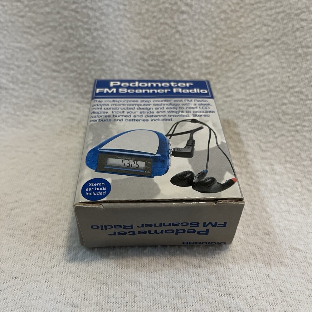 Pedometer FM Scanner Radio - Core Red w/Earbuds & Walking Program