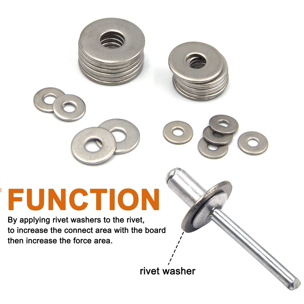 ISPINNER 325pcs Backup Rivet Washers Assortment Kit, Stainless Steel Washers ...