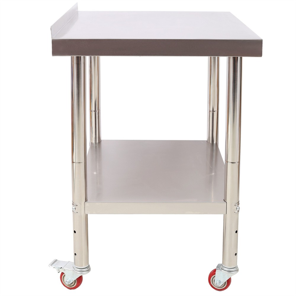Stainless Steel Prep Table 440lbs Adjustable Undershelf Workstation for Kitchen