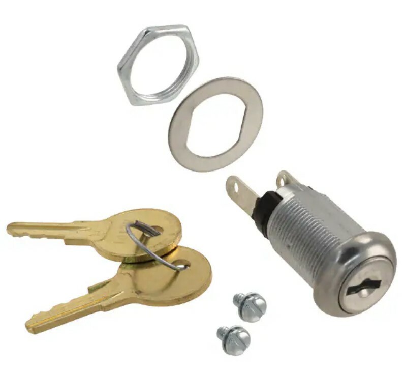 Switch Key Lock ON OFF SPST 90°, ALCO 4A 120VAC Panel Mount, 2SWK132AL101, ONE