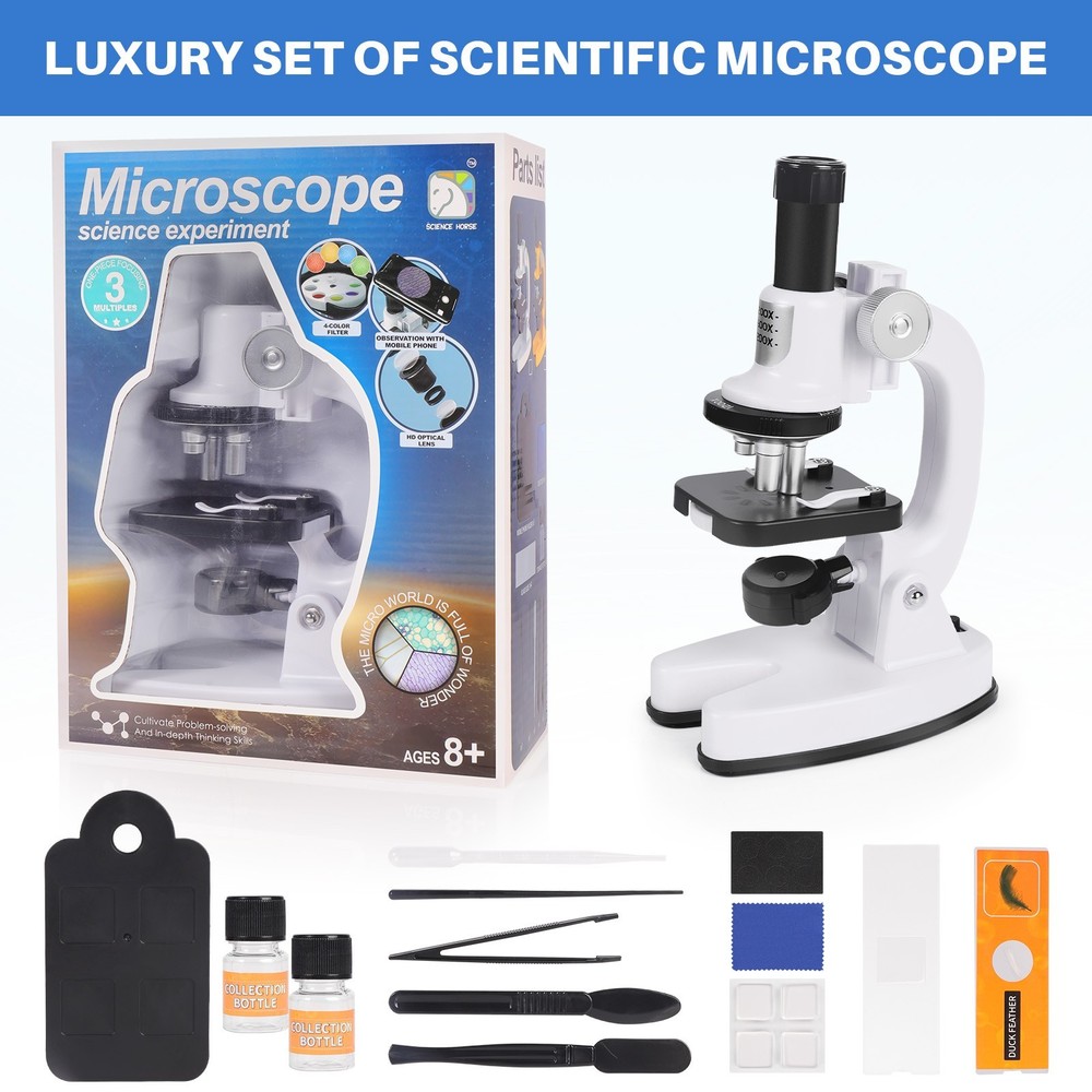 200X/600X/1200X Microscope For Kids Beginner Microscope Set Gift